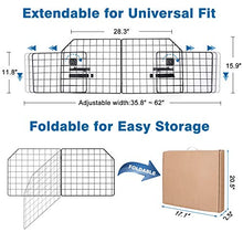 Load image into Gallery viewer, Vetoos Car SUV Dog Barrier, Vehicles Pet Divider Gate for Trunk Cargo Area - Extendable for Universal Fit, Foldable for Easy Storage, Straps & Bungee Cords for Double Stability, Rust-Proof Metal Mesh