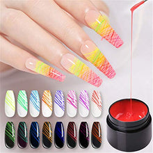 Load image into Gallery viewer, Mzthkly 8pcs Sugar Nail Art Luminous Spider UV Gel Polish, Neon Fluorescent Effect Gel DIY, Spider Gel for Nail Art Glow in The Dark, Paint Design Art Kit Wire Drawing Nail Gel
