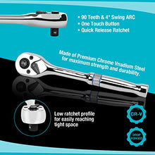 Load image into Gallery viewer, DURATECH Bit Socket Set, 42-piece, 1/4" and 3/8" Drive Allen, Torx, Star, Slotted, Phillips Bit Sockets, 3/8" 90T Ratchet, Extension Bar, Socket Adapter, with Storage Case, SAE & Metric