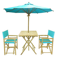 Load image into Gallery viewer, Zew 4-Piece Bamboo Outdoor Backyard Patio Set with Square Table, 2 Folding Canvas Chairs and Umbrella, White