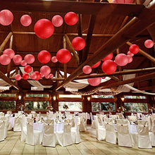 Load image into Gallery viewer, Blulu Picnic Party Decorations Paper Lanterns Round Hanging Lanterns Picnic Party Lanterns for Summer Barbecue Birthdays Holidays Picnic Party Supplies (White and Red Plaid, Pure Red, 6 Pieces)