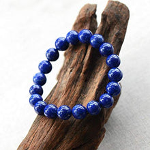 Load image into Gallery viewer, Handmade Lapis Lazuli Bracelet - Gemstone Bracelet - Bead Stretch Bracelet - Friendship Bracelet - Blue Stone Focus Bracelet (8mm)