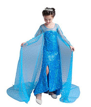 Load image into Gallery viewer, Lito Angels Girls Princess Dress Up Costumes Halloween Christmas Party Dress Gown Sequined with Accessories Size 8-10 Blue