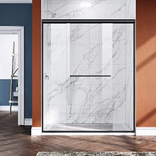 Load image into Gallery viewer, ELEGANT Double Sliding Shower Door 60 in. W x 72 in. H,Semi-Frameless Glass Shower Screen Panel 1/4" Clear Glass Bathroom Doors Bypass Shower Enclosure,Black Hardware