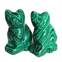 Load image into Gallery viewer, Gemgogo 2 Pcs Synthetic Malachite Lucky Cat Crystal Decor, Pocket Crystals and Healing Stones Figurine 1.5 Inches Room Decor