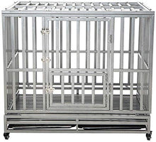 Load image into Gallery viewer, LUCKUP 42" Heavy Duty Dog Cage Strong Metal Kennel and Crate for Medium and Large Dogs Pet Playpen with Four Lockable Casters Indoor/Outdoor Silver