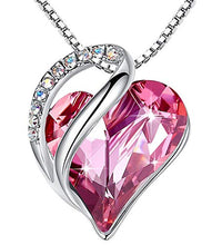 Load image into Gallery viewer, Leafael Infinity Love Heart Pendant Necklace Hot Rose Pink October Birthstone Crystal Jewelry Gifts for Women, Silver-Tone, 18"+2"