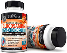 Load image into Gallery viewer, Glucosamine Chondroitin MSM Turmeric for Hip, Joint & Back Pain Relief. Anti Inflammatory Supplement with Hyaluronic Acid, Collagen, Boswellia, Bromelain & Fruitex-B. Gluten Free & Non GMO