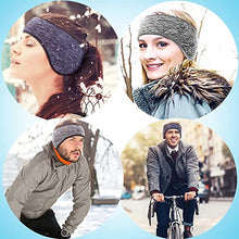 Load image into Gallery viewer, SAVITA 2 Pack Ear Warmers Headband Stretchy Ear Covers Sweatband Ski Winter Headband Earmuff Workout Headbands Moisture Wicking Thermal Sport Headbands for Women Man Girls (Gray and Dark Blue)