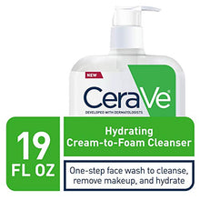 Load image into Gallery viewer, CeraVe Hydrating Cream-to-Foam Cleanser | Makeup Remover and Face Wash With Hyaluronic Acid | Fragrance Free | 19 Ounce
