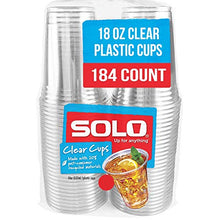 Load image into Gallery viewer, SOLO Cup Company Clear Recycled Plastic Party Cups, 18 Oz, 184 Count