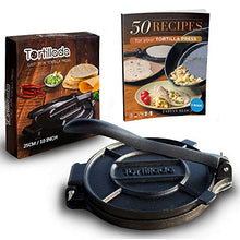 Load image into Gallery viewer, Tortillada – Premium Cast Iron Tortilla Press with Recipes E-Book (10 Inch)