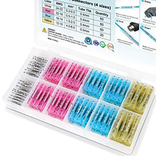 Load image into Gallery viewer, TICONN 200 PCS Heat Shrink Butt Connectors Kit, AWG 24 – 10 4 Sizes Butt Splice, Insulated Waterproof Electrical Marine Automotive Wire Crimp Terminals