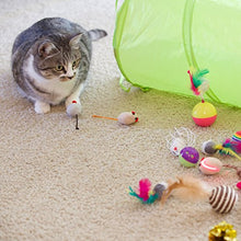 Load image into Gallery viewer, Youngever 24 Cat Toys Kitten Toys Assortments, 2 Way Tunnel, Cat Feather Teaser - Wand Interactive Feather Toy Fluffy Mouse, Crinkle Balls for Cat, Puppy, Kitty, Kitten