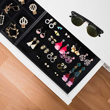 Load image into Gallery viewer, Mebbay Stackable Velvet Jewelry Trays Organizer, Jewelry Storage Display Trays with Full Artificial Leather Cover for Drawer, Earring Necklace Bracelet Ring Organizer, Set of 3 (Black)