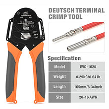 Load image into Gallery viewer, IWISS IWD-1620 Deutsch Size 16 Crimper, Solid Barrel Contact & Circular Connector Contacts Crimping Tool, 8 Indents Wire Crimper, AWG16 to AWG20