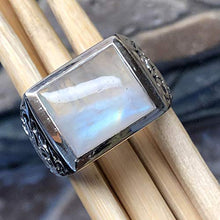 Load image into Gallery viewer, Natural Rainbow Moonstone 925 Solid Sterling Silver Men's Ring Size 8, 9, 10, 12, 13