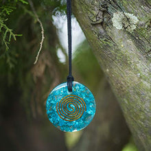 Load image into Gallery viewer, Pura Esprit Orgonite Orgone Pendant- Handmade Aquamarine Orgone Energy Generator Chakra Healing Natural Crystal Pendant Necklace for – Emf Protection Reiki Healing Meditation Jewelry