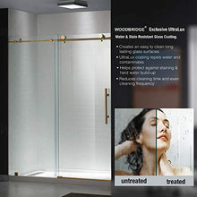 Load image into Gallery viewer, WOODBRIDGE PLUMBING_FIXTURE MBSDC4876-BG Frameless Sliding Shower, 44"-48" Width, 76" Height, 3/8" (10 mm) Clear Tempered Glass, Finish, Designed for Smooth Door Closing. Brushed Gold