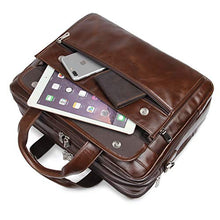 Load image into Gallery viewer, Augus Genuine Leather Mens Briefcase businessTravel Bags 15.6 Inch Laptop Bag YKK Zipper, Coffee
