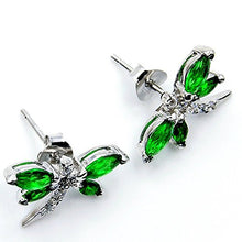 Load image into Gallery viewer, Sterling Silver Chrome Diopside Quartz Dragonfly Stud Earrings