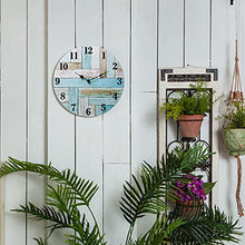 Load image into Gallery viewer, NIKKY HOME 16 Inch Beach Wall Clock, Rustic Silent Noiseless Spliced Wooden Coastal Nautical Battery Operated Clock for Bathroom, Kitchen