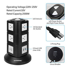 Load image into Gallery viewer, Power Strip Lanshion Surge Protector with Overload Protection with 6 Outlet and 3 USB,1250W 15A 125V, 6.5 Feet Extension Cord -Black
