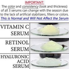 Load image into Gallery viewer, Anti Aging Serum 3-Pack for Face - Vitamin C Serum, Retinol Serum, Hyaluronic Acid Serum - Face Serum Full Regimen