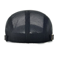 Load image into Gallery viewer, VOBOOM Men Breathable Mesh Summer Hat Adjustable Newsboy Beret Ivy Cap Cabbie Flat Cap (Black)