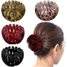 Load image into Gallery viewer, 4 Pieces Vintage Geometric Retractable Hair Loops Expandable Ponytail Holder Clip Bird Nest Shaped Hair Clips Hair Donut Bun Maker Hair Accessory Hair Styling Tool for Women Girls