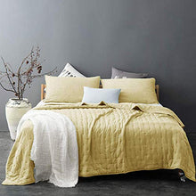 Load image into Gallery viewer, GOONE Lightwight Quilt Set for Summer,3 Piece Reversible Comforter Set, All Season Comfy Bedding, Thin Microfiber Solid Hypoallergenic Quilt, Yellow Clolor,Queen Size Comforter with 2 Shams