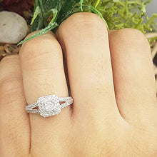 Load image into Gallery viewer, Dazzlingrock Collection 0.50 Carat (ctw) 14K Princess & Round Cut Diamond Halo Engagement Ring 1/2 CT, White Gold, Size 5.5