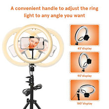 Load image into Gallery viewer, Letyet 10” Selfie Ring Light with Tripod Stand and Phone Holder,for Live Stream/Makeup, 3-Mode 10-Level Dimmable Camera Ring Light for YouTube Video and TikTok, Compatible with iPhone and Android
