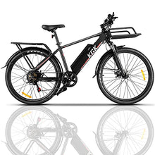 Load image into Gallery viewer, 26" Electric Bike, 350W 20MPH Electric Commuter Bicycle Adults Mountain Cargo Ebike with Removable 10.4Ah Battery, Professional 7-Speed Gears, Fender, Shock Absorption, Front Cargo Rack, Back Seat