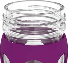 Load image into Gallery viewer, Lifefactory 16-Ounce BPA-Free Glass Water Bottle with Classic Cap and Protective Silicone Sleeve, Plum