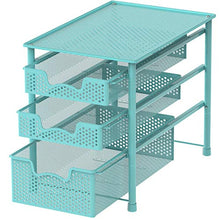 Load image into Gallery viewer, Simple Houseware Stackable 3 Tier Sliding Basket Organizer Drawer, Turquoise