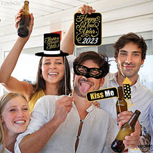 Load image into Gallery viewer, New Years Eve Photo Booth Props 2023 - Pack of 35 | Shiny New Years Photo Booth Props 2023 | New Years Eve Party Supplies 2023 | NYE Decorations 2023 | Happy New Year Decorations 2023, Little DIY