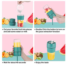 Load image into Gallery viewer, Portable Blender For Shakes And Smoothies With Reusable Straw Green Mini Blender Safety USB Rechargeable Personal Blender Cup Handheld Small Blender For Office,Sports,Travel,Gym Outdoor Actitvities 280ml Portable Blender