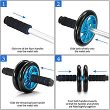 Load image into Gallery viewer, TOMSHOO 5-in-1 AB Wheel Roller Kit AB Roller Pro with Push-UP Bar, Hand Griper, Jump Rope and Knee Pad - Portable Equipment for Home Exercise, Workout (Upgraded Version)