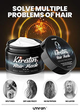 Load image into Gallery viewer, UMRAN Keratin Hair Mask - Moistorize and smoothen hair - Intensive Treatment for Dry Damaged Hair with Biotin,Retinol and Shea Butter - Hair Care Products for Women & Men