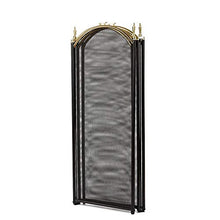 Load image into Gallery viewer, Amagabeli Large Gold Fireplace Screen 4 Panel Ornate Wrought Iron Black Metal Fire Place Standing Gate Decorative Mesh Solid Baby Safe Proof Fence Steel Spark Guard Cover Outdoor Tools Accessories