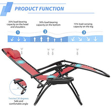 Load image into Gallery viewer, JUMMICO Zero Gravity Chair Patio Outdoor Adjustable Reclining Folding Chair Lawn Lounge Chair for Deck Beach Yard and Beach with Pillows Set of 2 (Red)