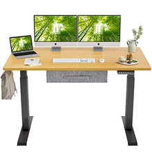 Load image into Gallery viewer, FEZIBO Electric Height Adjustable Standing Desk, 55 x 24 Inches Splice Board, Black Frame/Bamboo Top