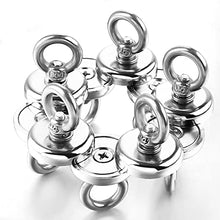 Load image into Gallery viewer, DIYMAG Magnetic Hooks, 40 lbs(18 KG) Pulling Force Rare Earth Magnetic Hooks with Countersunk Hole Eyebolt for Home, Kitchen, Workplace, Office and Garage, Pack of 10, Silver, DIY-NJ25-10P