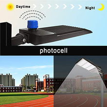 Load image into Gallery viewer, LEDMO 300W LED Parking Lot Lights Adjustable Arm Mount with Photocell 1000-1200W HID/HPS Replacement Waterproof IP65 36000LM 5000K Outdoor Commercial Area Street Lighting