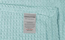 Load image into Gallery viewer, Queenzliving, 100% Soft Premium Cotton Thermal Blanket - King Blue Easy Care Soft Cotton Blankets Waffle Design (King - 90 x 108 Inches, Blue)
