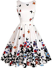 Load image into Gallery viewer, OWIN Women's Floral 1950s Vintage Swing Cocktail Party Dress Sleeveless