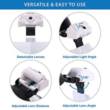 Load image into Gallery viewer, YOCTOSUN Headband Magnifier with 2 LED Lights and 5 Detachable Lenses 1X,1.5X,2X,2.5X,3.5X –Hands-Free Head Worn Lighted Magnifying Glasses for Close Work, Jewelry Work, Watch Repair, Arts & Crafts