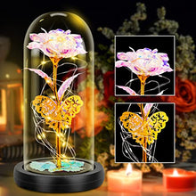Load image into Gallery viewer, HOMILY Galaxy Rose Flower Gift for Her, Forever Rose Light Up in Glass Dome, Gifts for Valentine’s Day, Birthday and Wedding Anniversary
