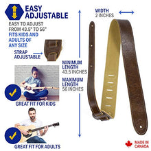Load image into Gallery viewer, Perri’s Leathers Ltd. - Guitar Strap - Deluxe Italian Leather - Chestnut - Adjustable - For Acoustic / Bass / Electric Guitars - Made in Canada (JW-G7LE-IT68)